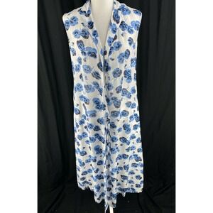 Sonia Rykiel‎ Womens 8 / M Pansy Long Duster Cardigan Dress Floral Pockets Vtg